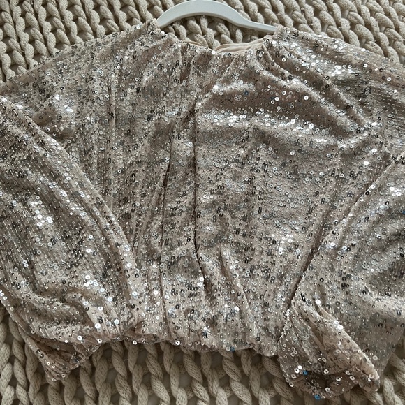 HM Gold Sequin Cropped Top - Picture 1 of 2